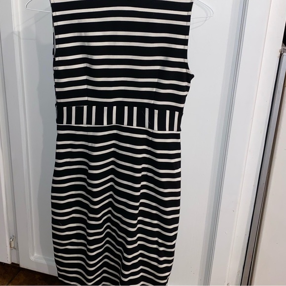 Ann Taylor Black and White Striped Midi Dress - Picture 3 of 3